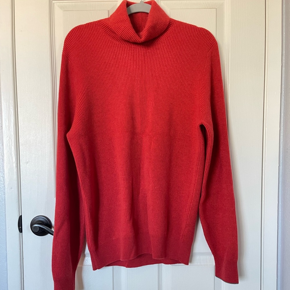 Brunello Cucinelli Red Wool Cashmere Silk Turtleneck Knit Sweater size 50